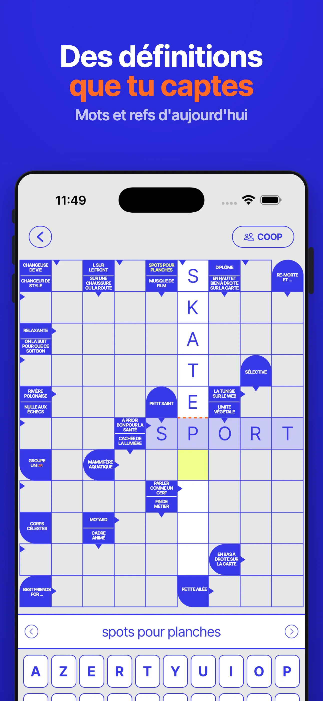 Écran de l’application OQP