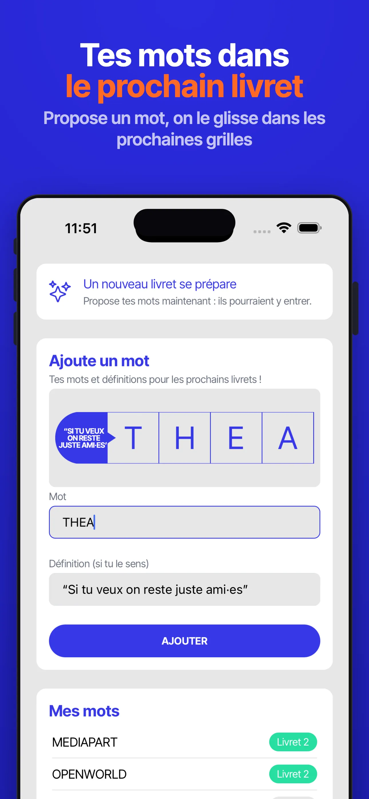 Écran de l’application OQP